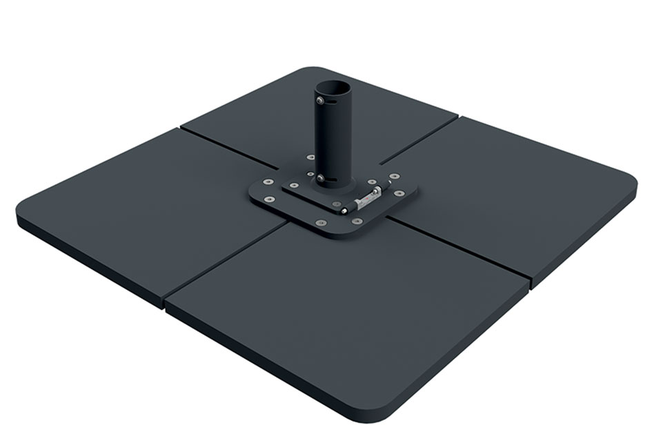 Stahlplattenständer-kipp Stahlplattenständer für mobile Bodenbefestigung von Bahama Sonnenschirmen.