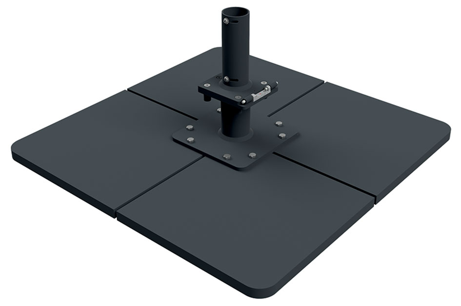 Stahlplattenständer-kipp-distanz Stahlplattenständer für mobile Bodenbefestigung von Bahama Sonnenschirmen.