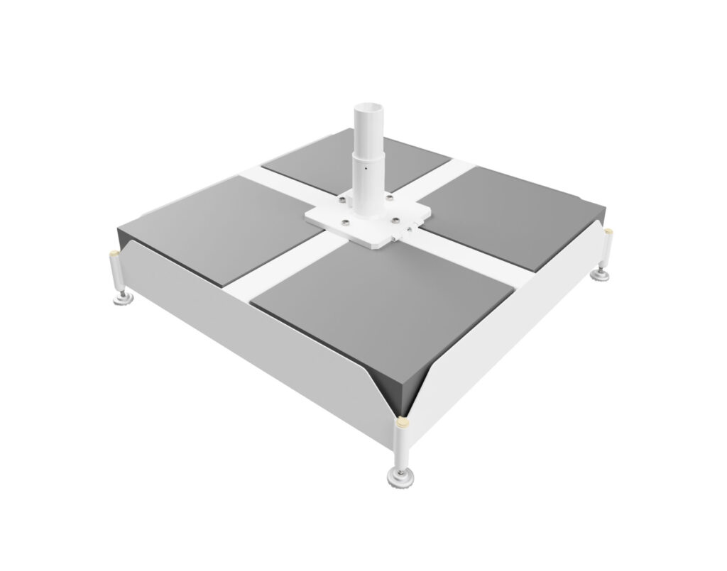 JUM Stahlkassetten Rahmen für mobile Befestigung von Bahama Sonnenschirmen.